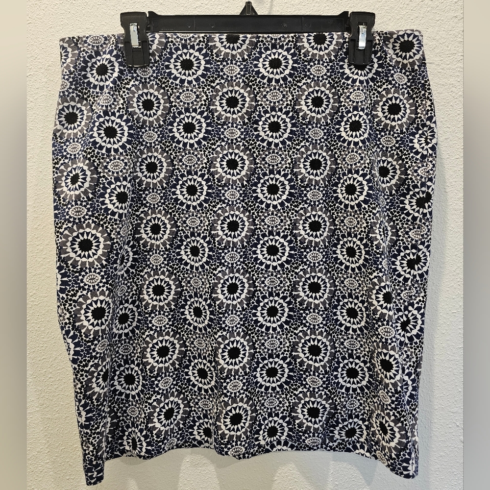 Ann Taylor Blue Printed Skirt Elastic Waist Size 12P